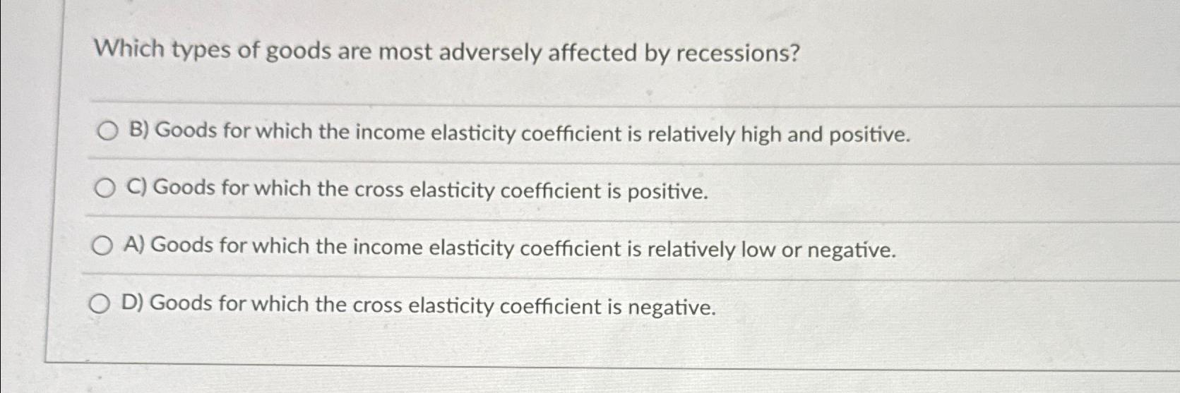 Solved Which Types Of Goods Are Most Adversely Affected By | Chegg.com