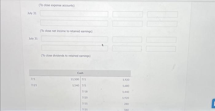 Solved Journalize and post closing entries and complete the | Chegg.com