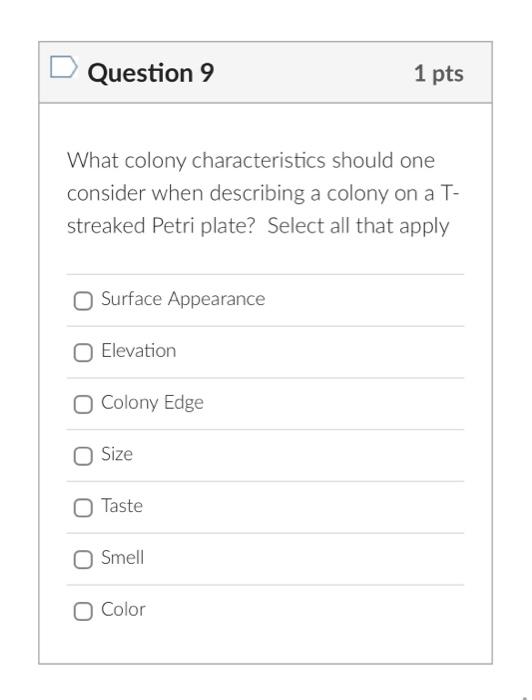 Solved Question 1 1 pts Select all that apply to | Chegg.com