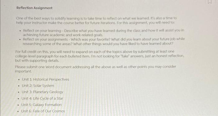 Solved Reflection Assignment One of the best ways to | Chegg.com
