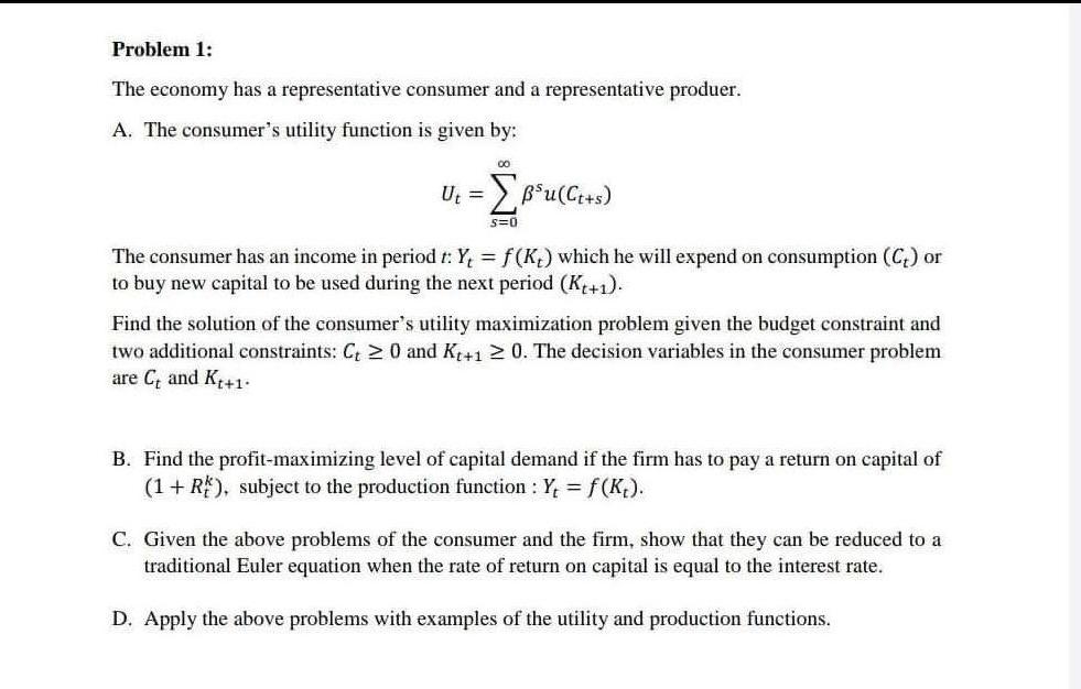 C. Given the above problems of the consumer and the | Chegg.com
