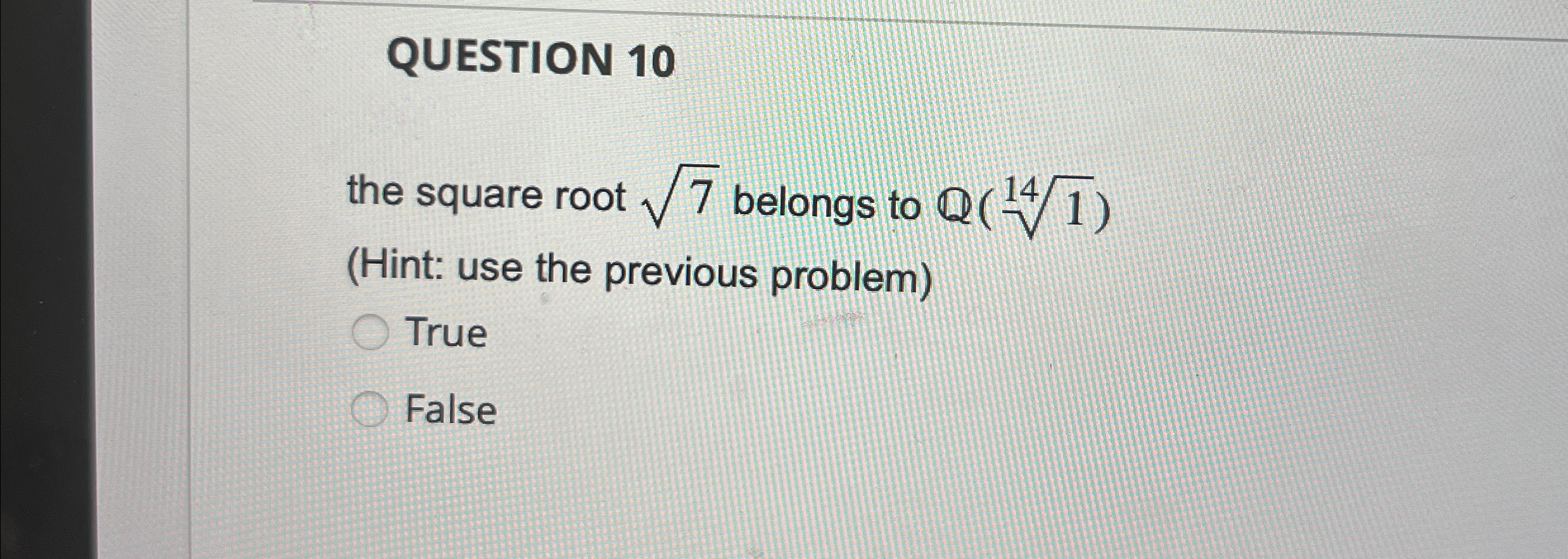 Solved QUESTION 10the square root 72 ﻿belongs to | Chegg.com