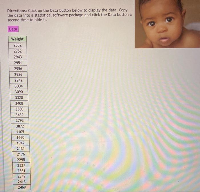 Solved The table below contains the birth weights in grams | Chegg.com