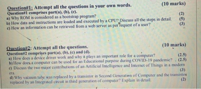 Solved Question#1: Attempt all the questions in your own | Chegg.com