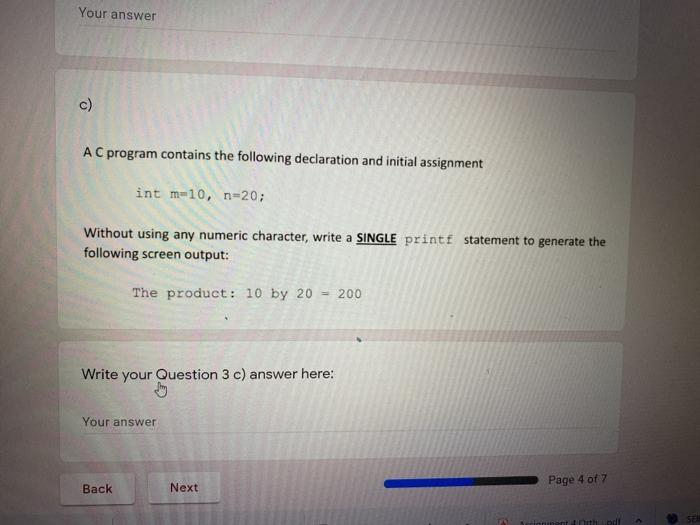 Solved Your answer c) A C program contains the following | Chegg.com