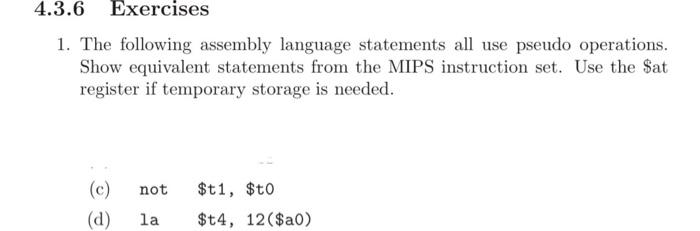 Solved 1 The Following Assembly Language Statements All Use