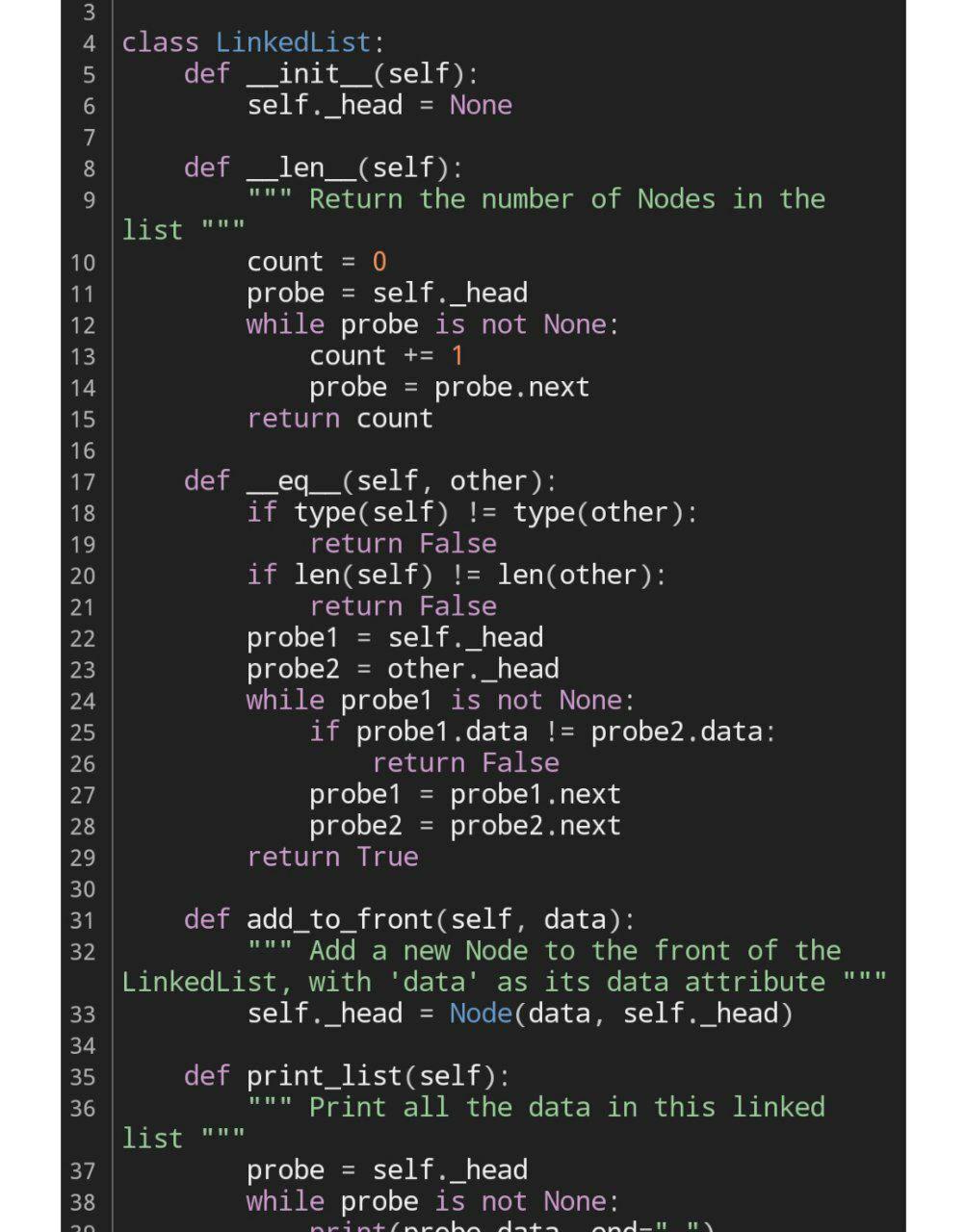 Solved minn 8 FE III 3 4 class LinkedList: 5 def | Chegg.com