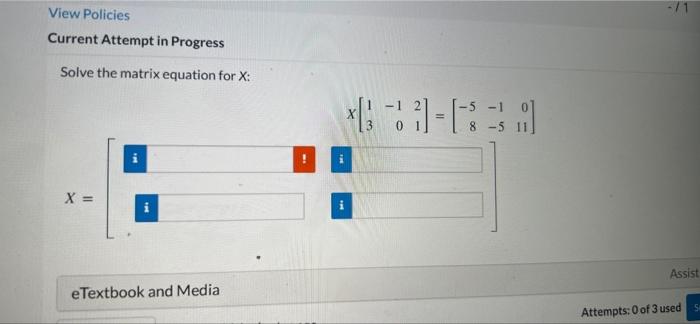 Solved View Policies Current Attempt in Progress Solve the | Chegg.com