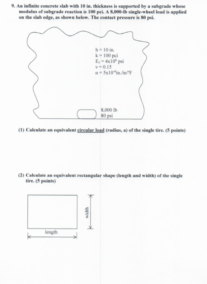 9. ﻿An infinite concrete slab with 10 ﻿in .