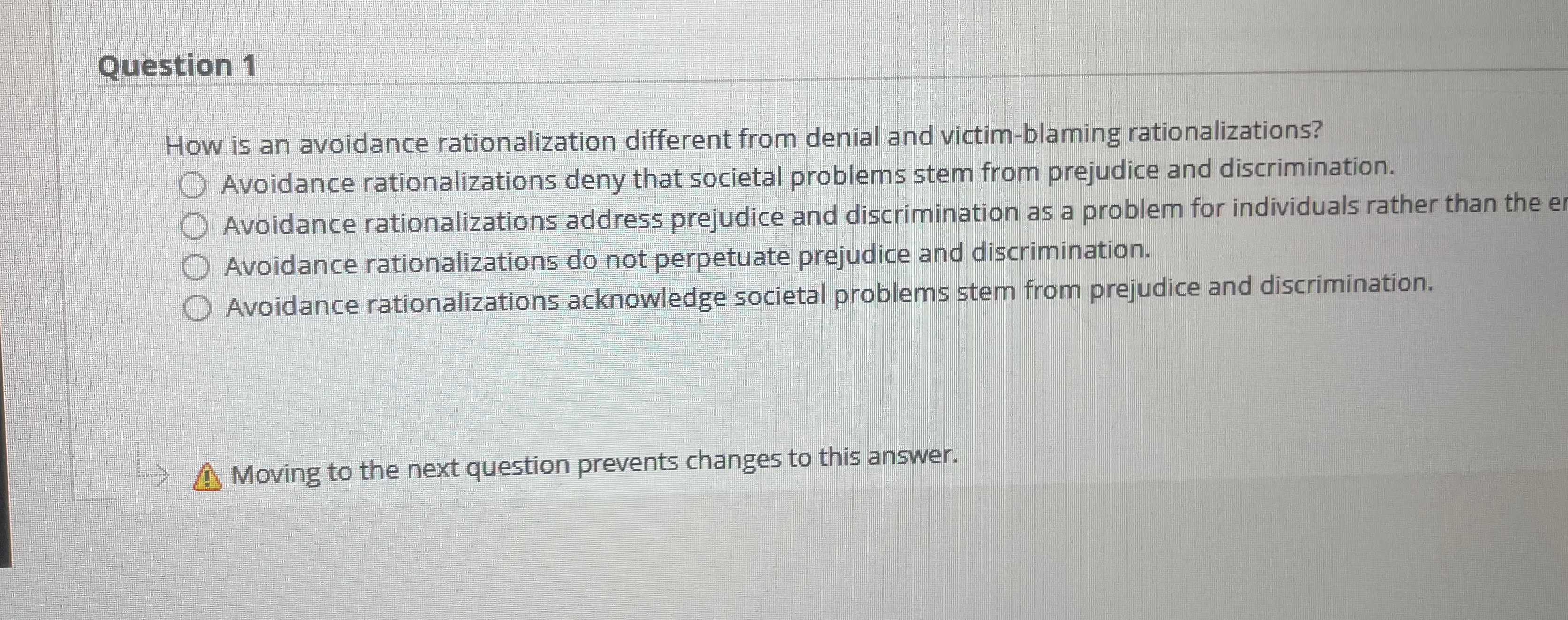 Solved Question 1How is an avoidance rationalization | Chegg.com
