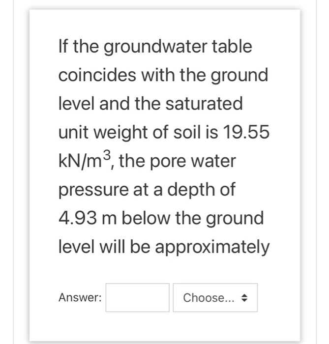 Solved If the groundwater table coincides with the ground | Chegg.com