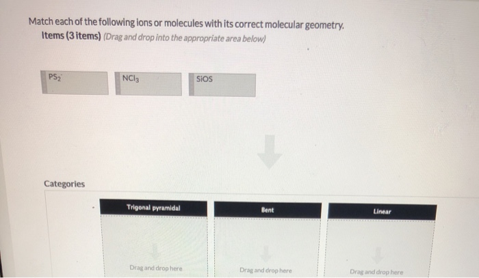 Solved Match each of the following ions or molecules with | Chegg.com