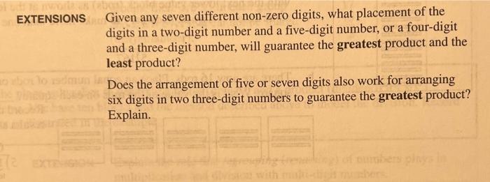 Solved EXTENSIONS Given any seven different non-zero digits, | Chegg.com
