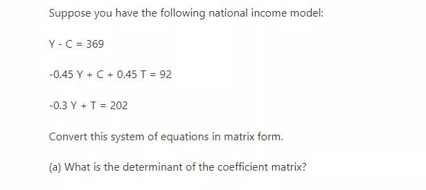 Solved Suppose you have the following national income model: | Chegg.com