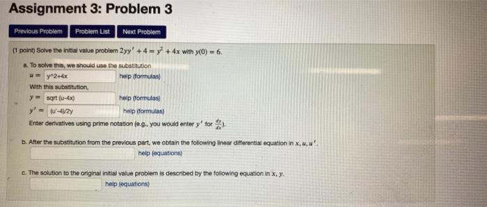 Solved Assignment 3: Problem 3 Previous Problem Problem List | Chegg.com