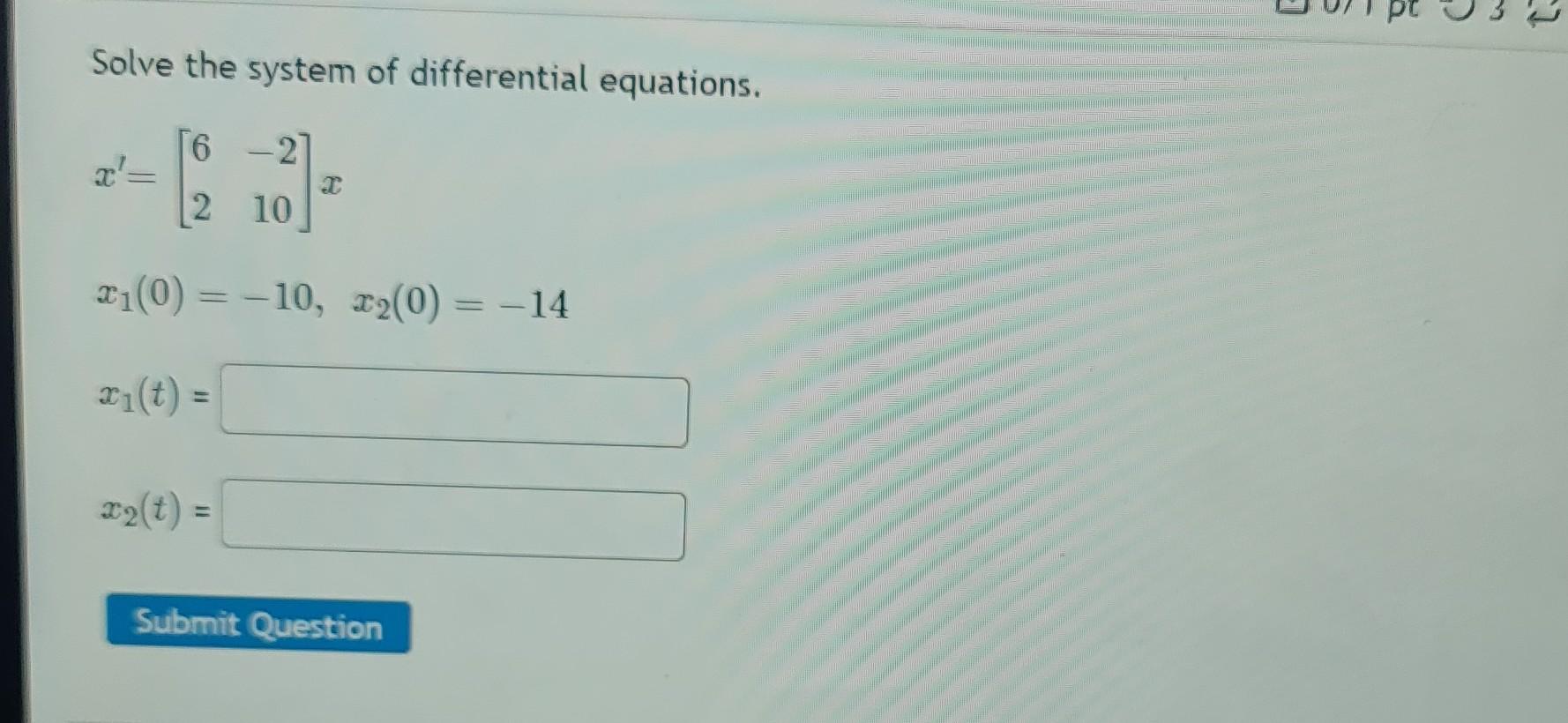 Solved Solve the system of differential equations. | Chegg.com