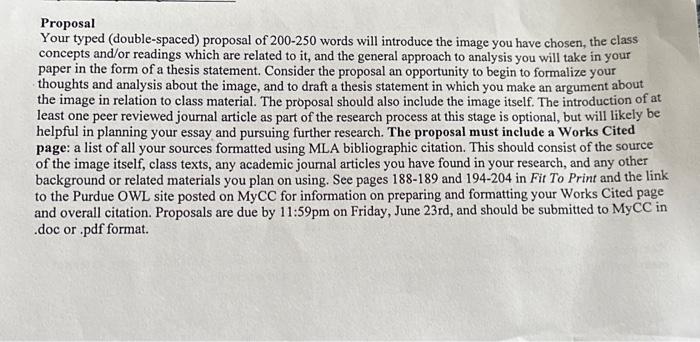 Proposal Your typed (double-spaced) proposal of | Chegg.com