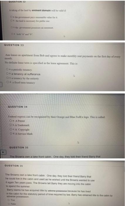 Solved A takisg of the luad by eminent domain will bo vabid | Chegg.com
