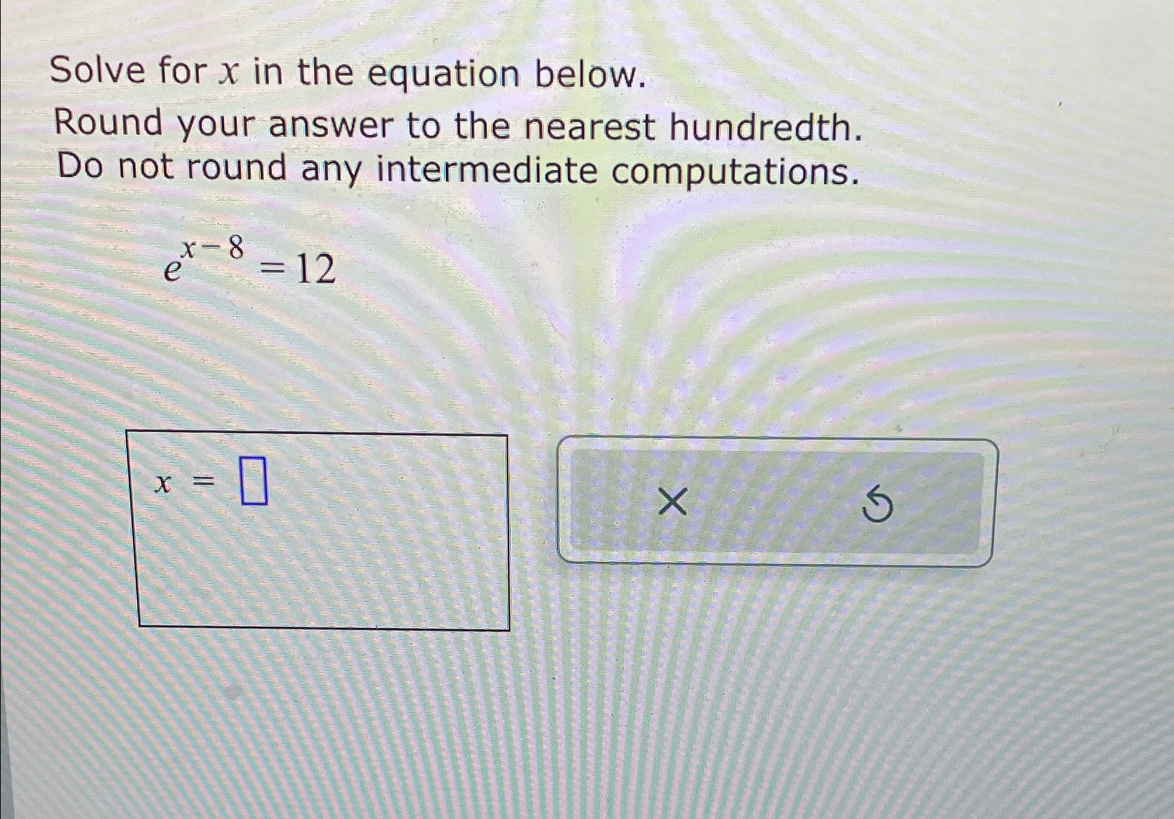 Solved Solve for x ﻿in the equation below.Round your answer | Chegg.com