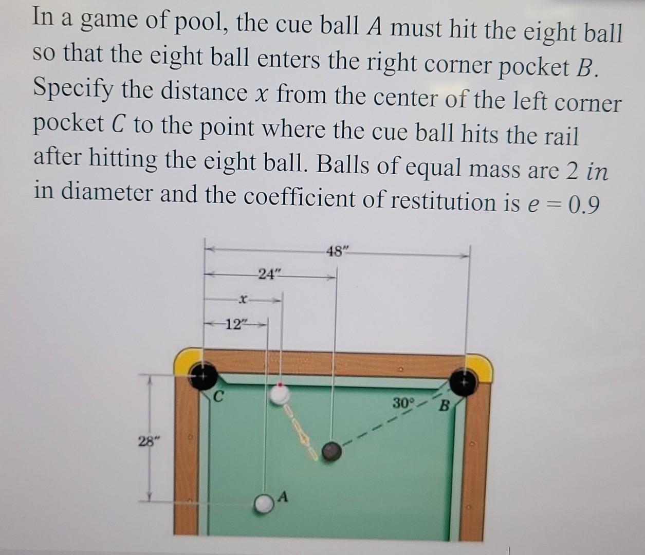 Solved In a game of pool, the cue ball A must hit the eight | Chegg.com