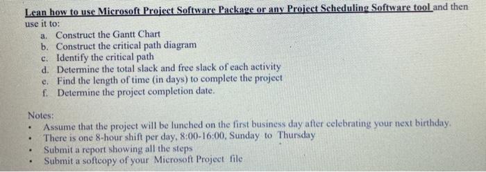 Solved Project Management (0405-464) Project Scheduling | Chegg.com