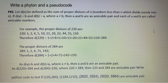 Write A Phyton And A Pseudocode P 2 Let D N Be D Chegg Com