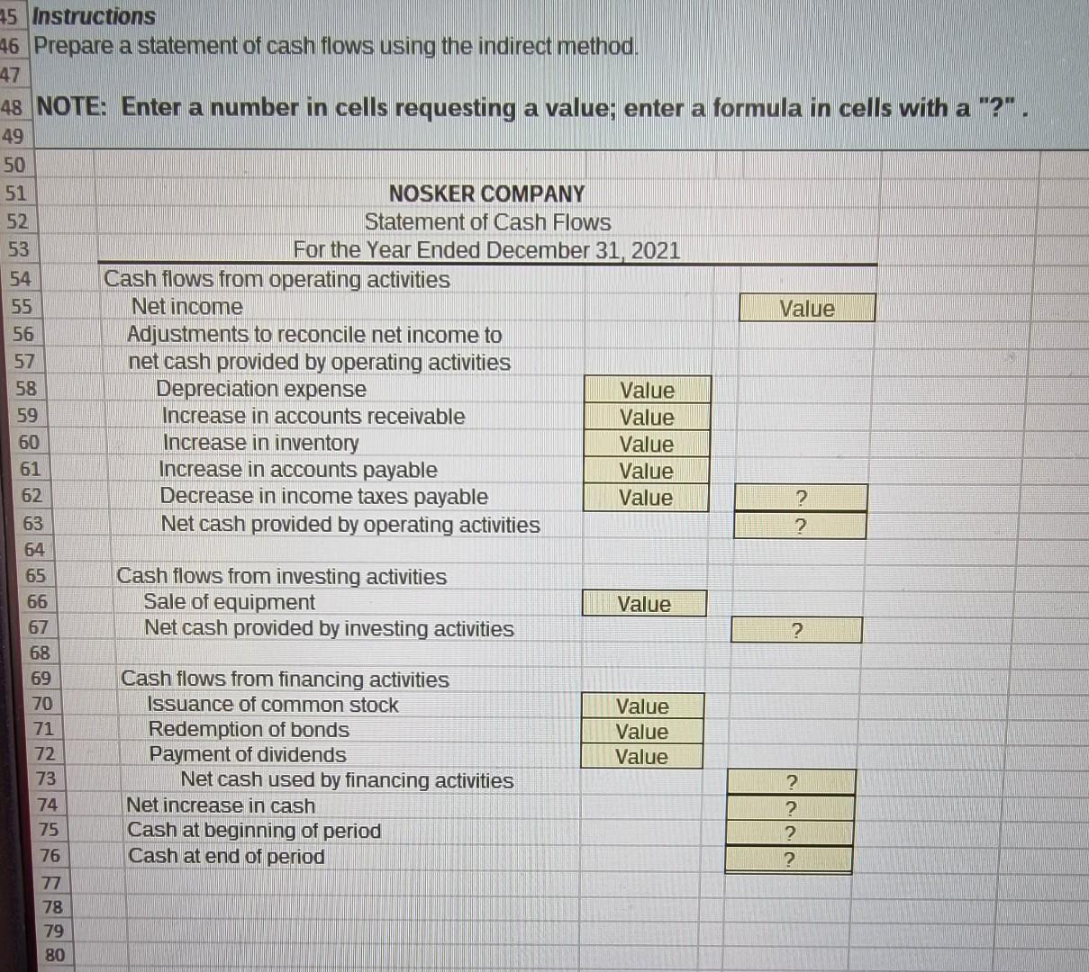 Solved Prepare a statement of cash flows - indirect method | Chegg.com