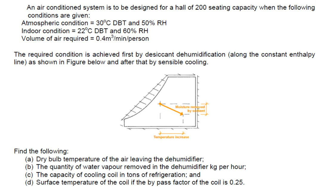 Solved An air conditioned system is to be designed for a | Chegg.com