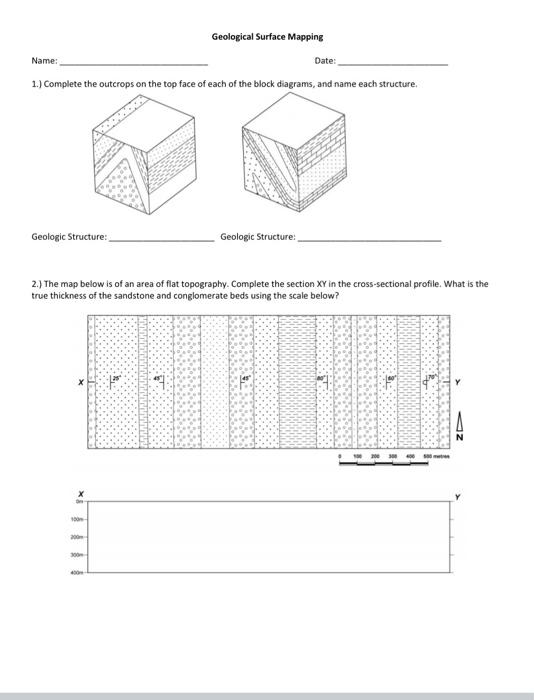 Solved Geological Surface Mapping Name: Date: 1.) Complete | Chegg.com