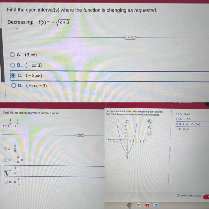 Solved Find the open interval(s) where the function is | Chegg.com
