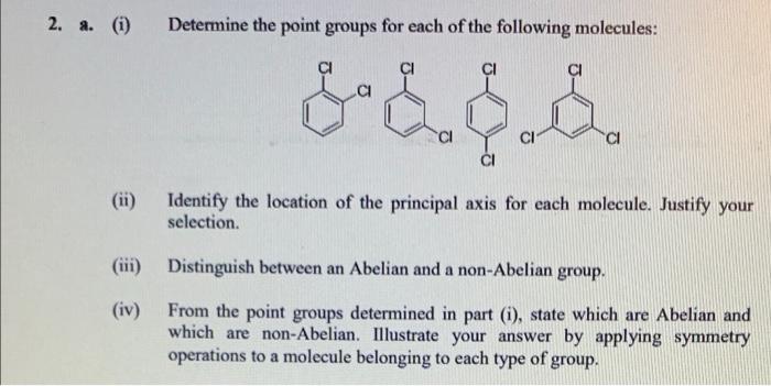 Solved 2. 2. (1) Determine the point groups for each of the | Chegg.com