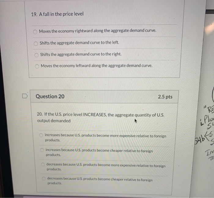 solved question 39aggregate demand will decrease... Solved Question 13 2.5 pts 13. If both aggregate demand and | Chegg.com