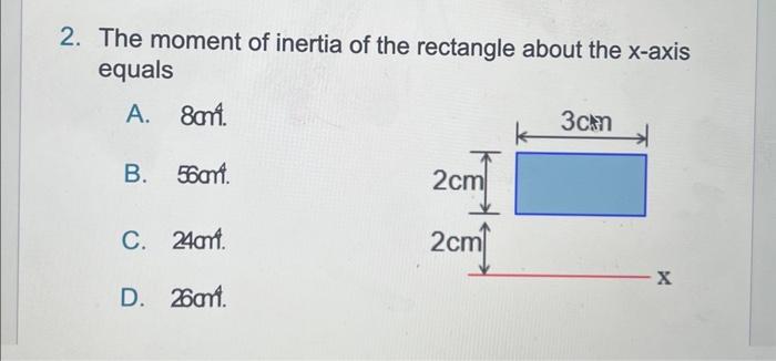 the moment of inertia of the rectangle about the x axis equals