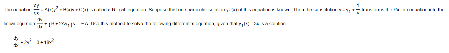 Solved The Equation Dydx=A(x)y2+B(x)y+C(x) ﻿is Called A | Chegg.com