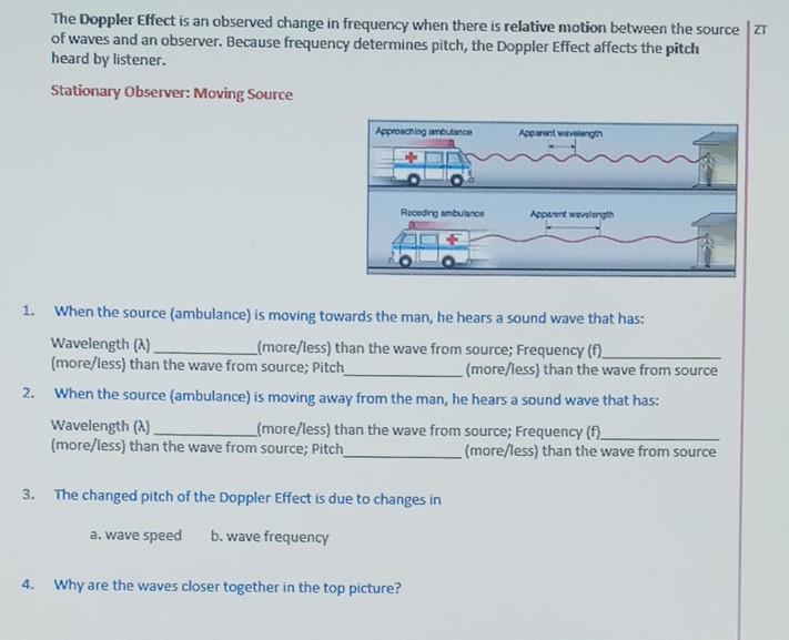 Solved The Doppler Effect is an observed change in frequency | Chegg.com