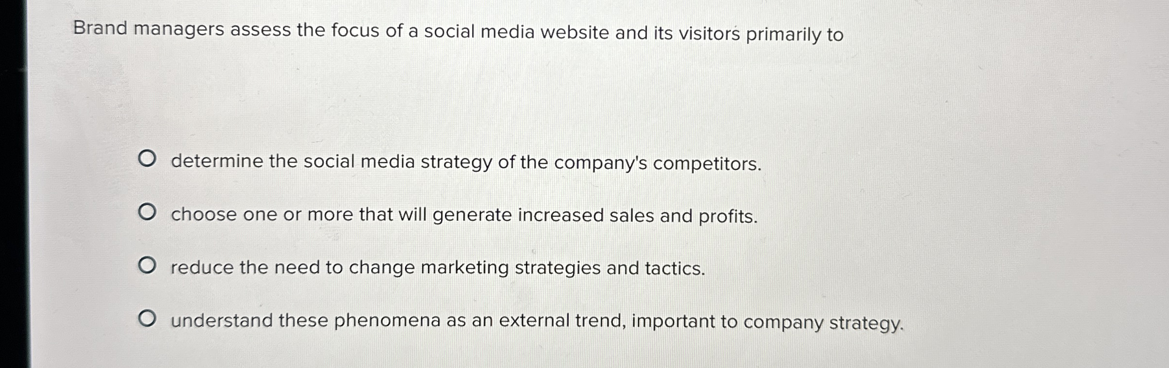 Solved Brand managers assess the focus of a social media | Chegg.com