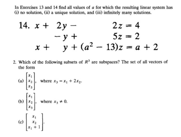 Solved In Exercises 13 and 14 find all values of a for which | Chegg.com