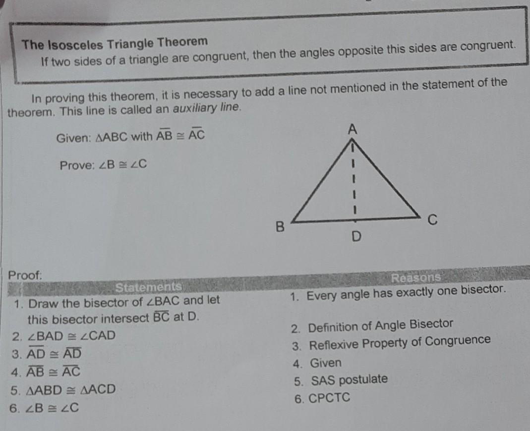 Converse of deals isosceles triangle theorem