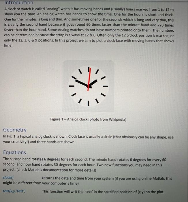 Introduction A Clock Or Watch Is Called Analog W Chegg Com
