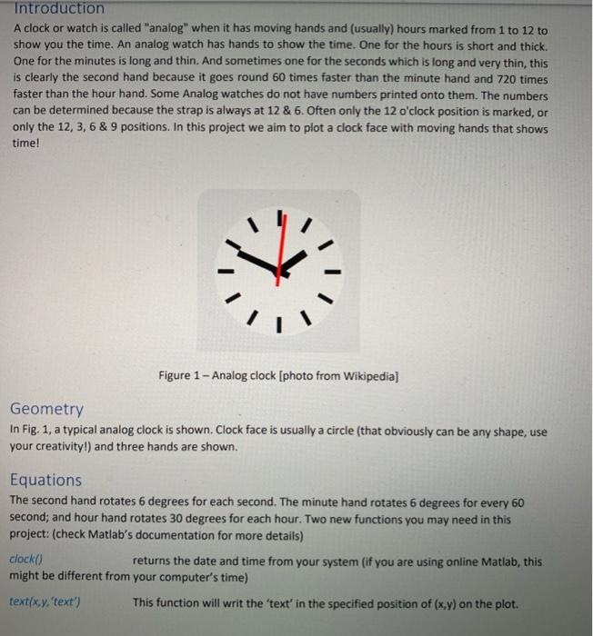 Introduction A Clock Or Watch Is Called Analog W Chegg Com