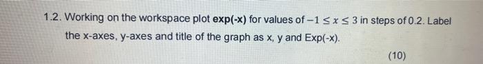 Solved 2. Working on the workspace plot exp(−x) for values | Chegg.com