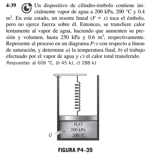 Solved 4-39 ﻿Un Dispositivo De Cilindro-émbolo Contiene | Chegg.com