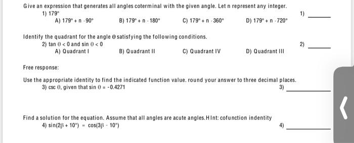 Solved 1 2 Give An Expression That Generates All Angles Chegg Com