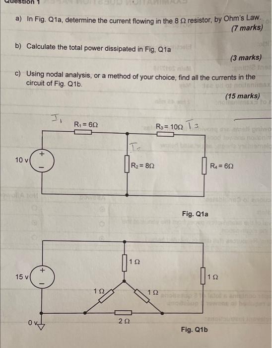 [Solved]: A) In Fig. Q1a, Determine The Current Flowing In