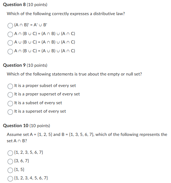 Solved Question 8 (10 ﻿points)Which of ﻿the following | Chegg.com