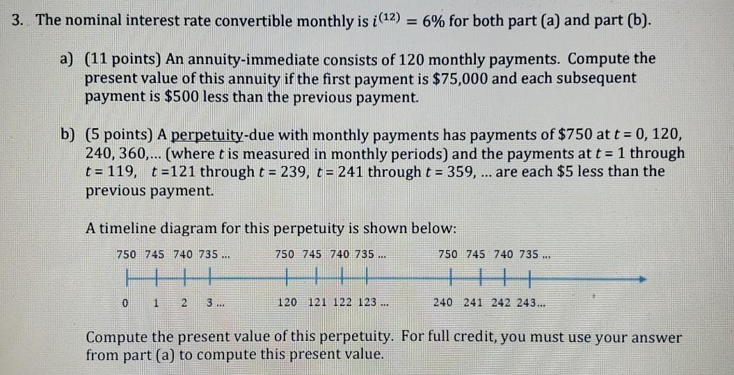 3. The nominal interest rate convertible monthly is | Chegg.com
