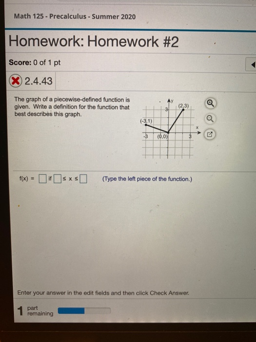 Solved Math 125 - Precalculus - Summer 2020 Homework: | Chegg.com