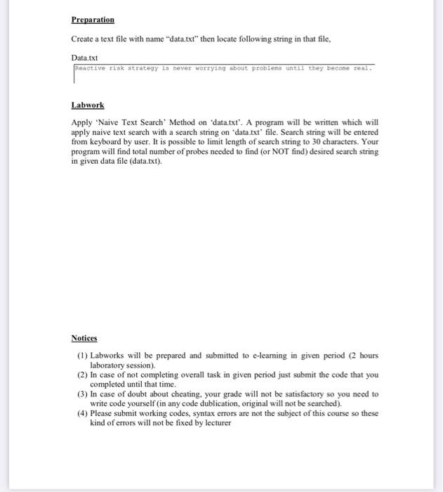 Solved Preparation Create a text file with name 