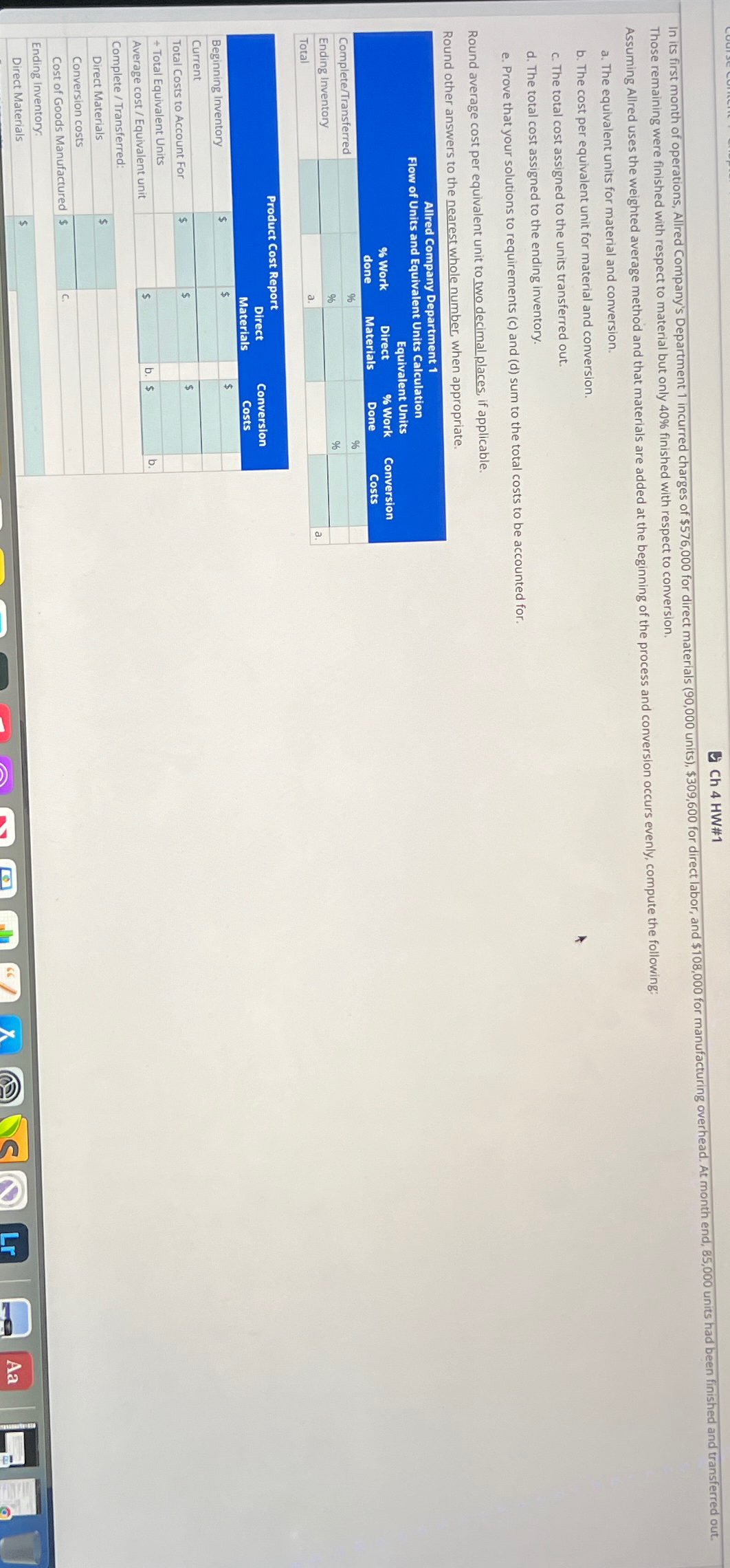 Solved Ch 4 ﻿HW# 1Those remaining were finished with respect | Chegg.com