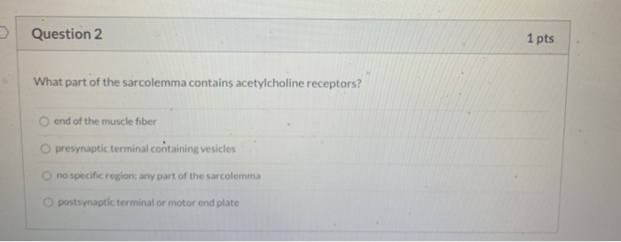Solved Question 2 1 pts What part of the sarcolemma contains | Chegg.com